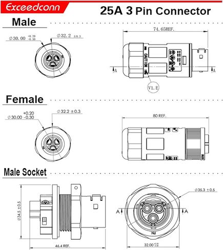 10pcs/Set Industrial Male and Female Plug Butt Connector Waterproof IP68 Connector Cable Wire Adapter Screw Crimp/Rivet(En030-1126-0001) in Saudi Arabia