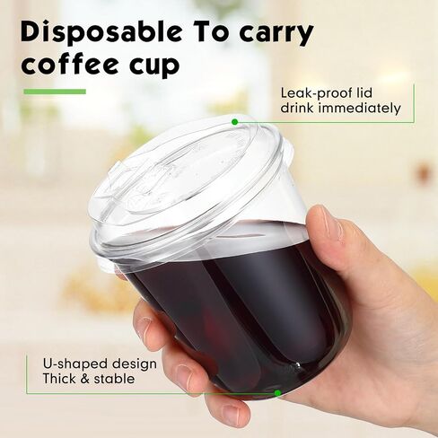 Baderke 50 Sets Crystal Clear Plastic Cups With Lids, Disposable Iced Coffee Cups with Lids for Smoothie, Cold Beverages, Drinking Cups, Cold Drinks for Party, Wedding, Event (Clear,16 oz) in Saudi Arabia