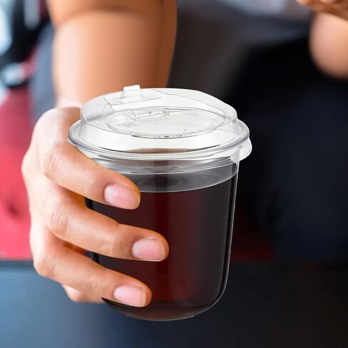 Baderke 50 Sets Crystal Clear Plastic Cups With Lids, Disposable Iced Coffee Cups with Lids for Smoothie, Cold Beverages, Drinking Cups, Cold Drinks for Party, Wedding, Event (Clear,16 oz) in Saudi Arabia