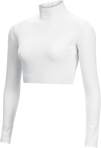chassé Girls Long Sleeve Cropped Bodysuit, Mock Neck Cheerleading Shirt in Saudi Arabia