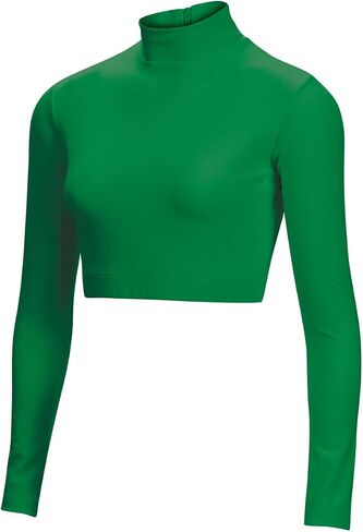 chassé Girls Long Sleeve Cropped Bodysuit, Mock Neck Cheerleading Shirt in Saudi Arabia