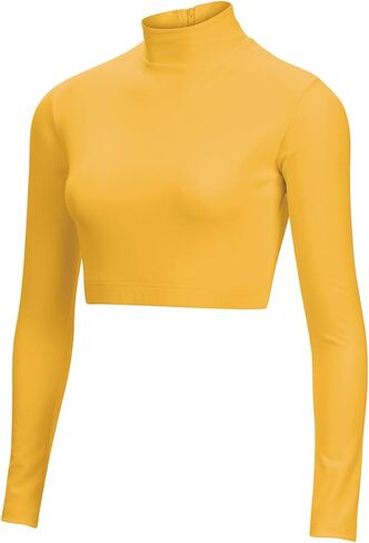 chassé Girls Long Sleeve Cropped Bodysuit, Mock Neck Cheerleading Shirt in Saudi Arabia