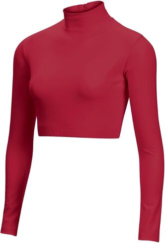 chassé Girls Long Sleeve Cropped Bodysuit, Mock Neck Cheerleading Shirt in Saudi Arabia