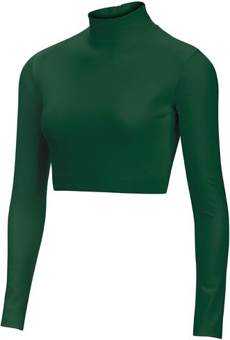 chassé Girls Long Sleeve Cropped Bodysuit, Mock Neck Cheerleading Shirt in Saudi Arabia