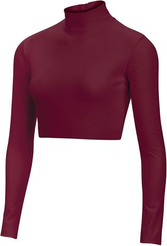 chassé Girls Long Sleeve Cropped Bodysuit, Mock Neck Cheerleading Shirt in Saudi Arabia