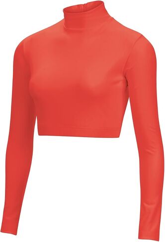 chassé Girls Long Sleeve Cropped Bodysuit, Mock Neck Cheerleading Shirt in Saudi Arabia