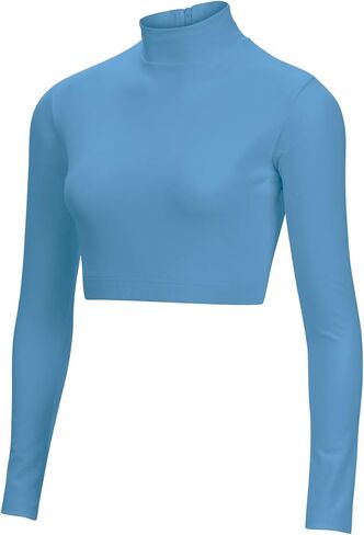 chassé Girls Long Sleeve Cropped Bodysuit, Mock Neck Cheerleading Shirt in Saudi Arabia