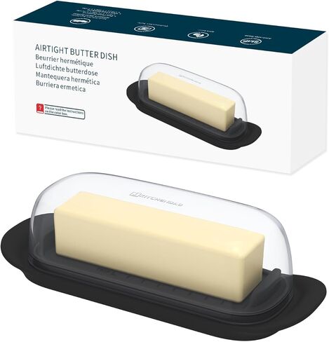 KITCHENDAO Airtight Butter Dish with Lid for Countertop and Refrigerator Door Shelf, Plastic Butter Holder, Butter Keeper Tray Container for West/East Coast Butter, White in Saudi Arabia
