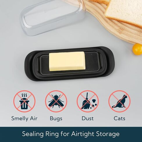 KITCHENDAO Airtight Butter Dish with Lid for Countertop and Refrigerator Door Shelf, Plastic Butter Holder, Butter Keeper Tray Container for West/East Coast Butter, White in Saudi Arabia