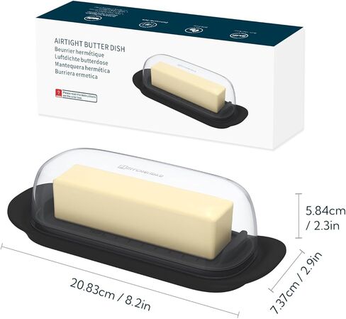 KITCHENDAO Airtight Butter Dish with Lid for Countertop and Refrigerator Door Shelf, Plastic Butter Holder, Butter Keeper Tray Container for West/East Coast Butter, White in Saudi Arabia