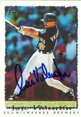 مستودع توقيعه 48255 خوسيه فالنتين بطاقة البيسبول موقعة Milwaukee Brewers 1995 Topps No .527 in Saudi Arabia