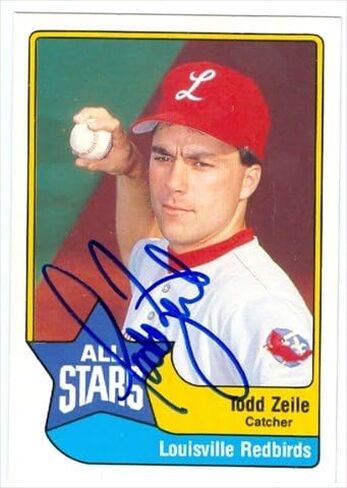 Autograph Warehouse 38135 Todd Zeile Autographed Baseball Card St. Louis Cardinals 1989 Tcma Louisville Redbirds No. 1 67 in Saudi Arabia