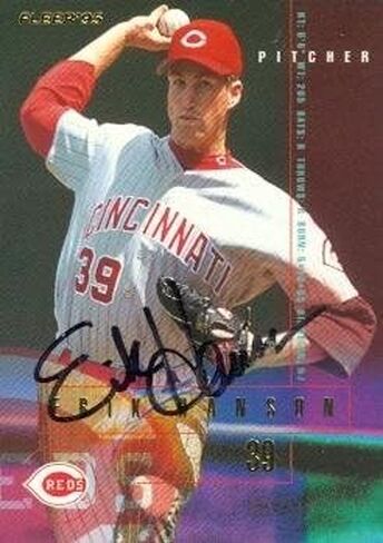 Erik Hanson autographed Baseball Card (Cincinnati Reds) 1995 Fleer No.436 in Kuwait