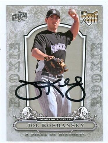 Autograph Warehouse 45085 Joe Koshansky Autographed Baseball Card Colorado Rockies 2008 Upper Deck Piece Of History No .113 in Saudi Arabia
