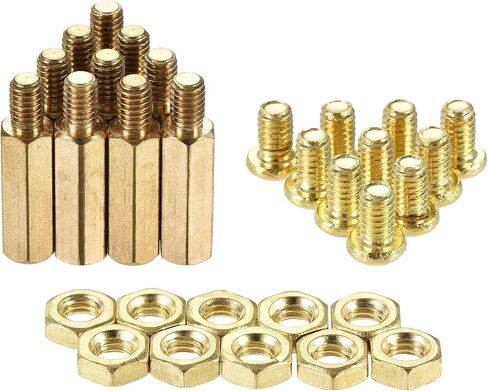 uxcell M4 Hex Brass Standoff Spacer 17mm+6mm Male-Female Threaded Pillar Screw Nut Kit for PCB Motherboard Computer Circuit Board, 10 Sets in Kuwait