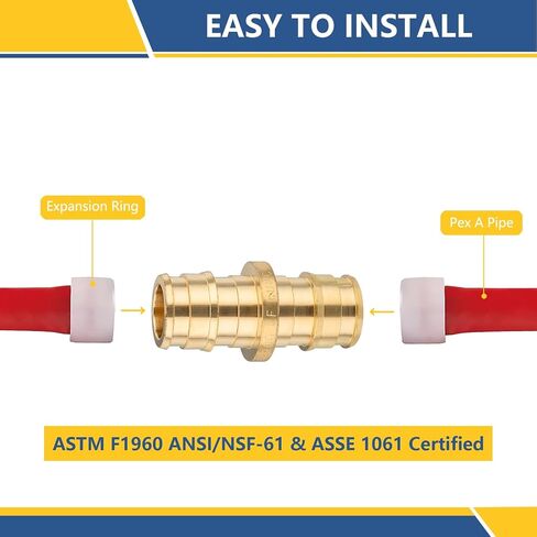 1Inch PEX-A Expansion Fittings,F1960 Brass Coupling,PEX Expansion Fittings Straight Coupling For Pex A Tubing（2 PACK)(PEX1960011) in Saudi Arabia