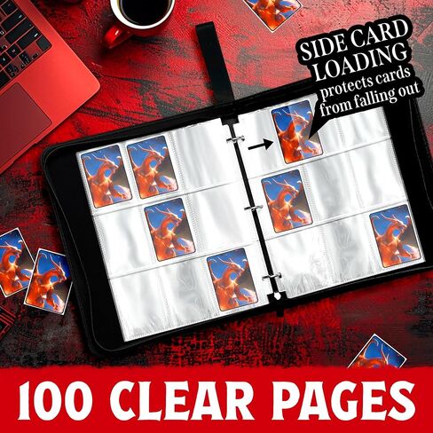 موثق بطاقة التداول مع Zipper & Handle - يحمل 900 بطاقة ، جلد PU مع بطانة مخملية ، يتضمن حامل بطاقة واضحة in Saudi Arabia