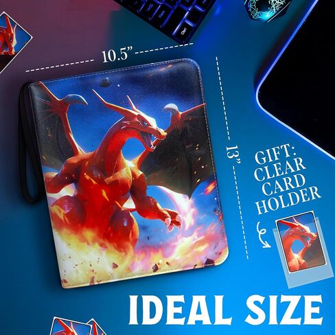 موثق بطاقة التداول مع Zipper & Handle - يحمل 900 بطاقة ، جلد PU مع بطانة مخملية ، يتضمن حامل بطاقة واضحة in Saudi Arabia