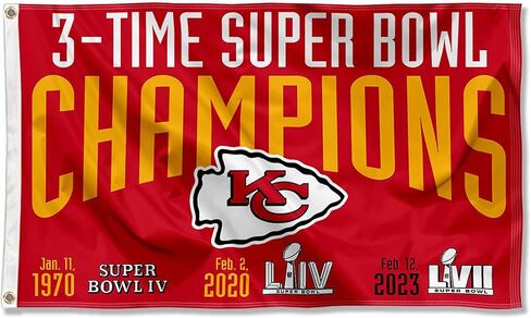 Wincraft Kansas City Chiefs 3x و 3 Time Super Bowl Champions Flag Outdoor Indoor 3x5 Foot Banner in Kuwait