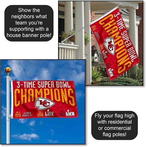 Wincraft Kansas City Chiefs 3x و 3 Time Super Bowl Champions Flag Outdoor Indoor 3x5 Foot Banner in Kuwait