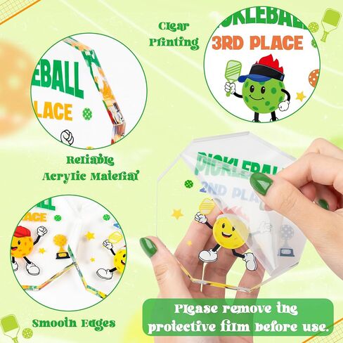 WATINC Pickleball Trophy Award for Tournament - 3PCS 1st 2nd 3rd Place Acrylic Medal Gift for Pickle Baller Competitions, Funny Inspirational Prizes Tiered Tray Tabletop Sign Decor Favors for Adults in Saudi Arabia
