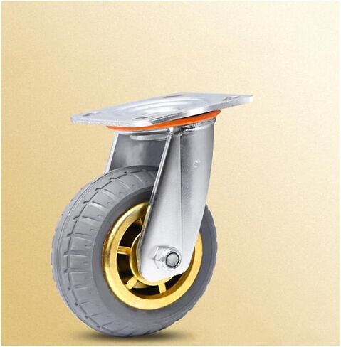 1 Pack of 8-inch Universal Wheel Heavy-Duty casters Silent Rubber Flat cart Shock Absorption with Brake in Saudi Arabia