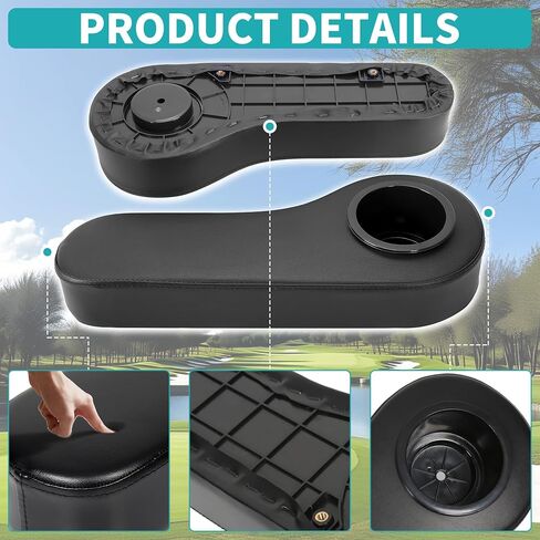 ECOTRIC Golf Cart Rear Seat Arm Rest with Universal Cup Drink Holders Set Compatible with EZGO Club Car Yamaha Pair No Drilling Required in Saudi Arabia