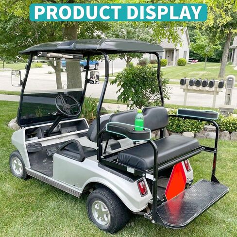 ECOTRIC Golf Cart Rear Seat Arm Rest with Universal Cup Drink Holders Set Compatible with EZGO Club Car Yamaha Pair No Drilling Required in Saudi Arabia