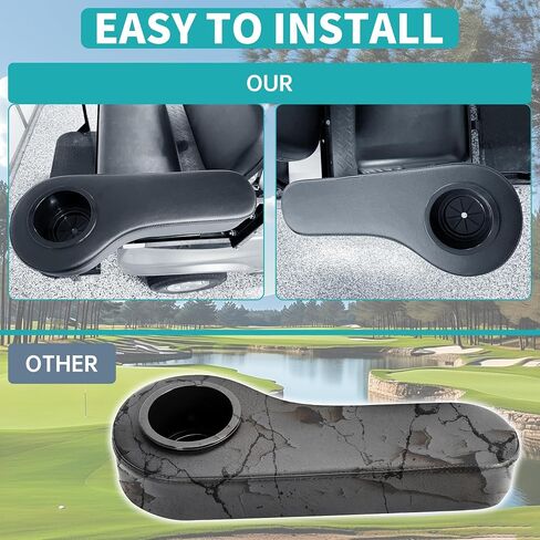 ECOTRIC Golf Cart Rear Seat Arm Rest with Universal Cup Drink Holders Set Compatible with EZGO Club Car Yamaha Pair No Drilling Required in Saudi Arabia