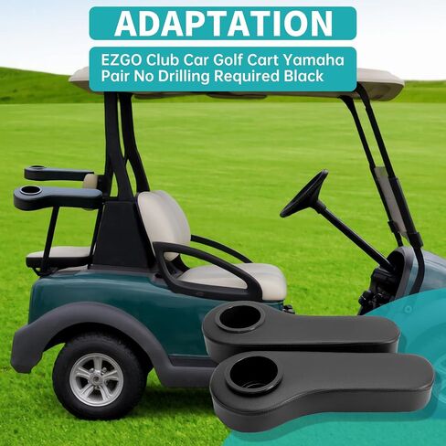 ECOTRIC Golf Cart Rear Seat Arm Rest with Universal Cup Drink Holders Set Compatible with EZGO Club Car Yamaha Pair No Drilling Required in Saudi Arabia