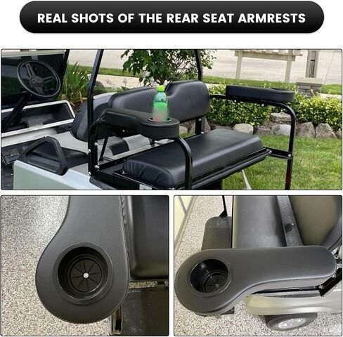 ECOTRIC Golf Cart Rear Seat Arm Rest with Universal Cup Drink Holders Set Compatible with EZGO Club Car Yamaha Pair No Drilling Required in Saudi Arabia