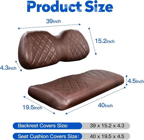 NOKINS Golf Cart Diamond Seat Covers Kit, Fit for Club Car Precedent OEM Standard Front Seat Cushion, No Nails Required & Easy to Clean, Breathable Vinyl Seat Covers in Saudi Arabia