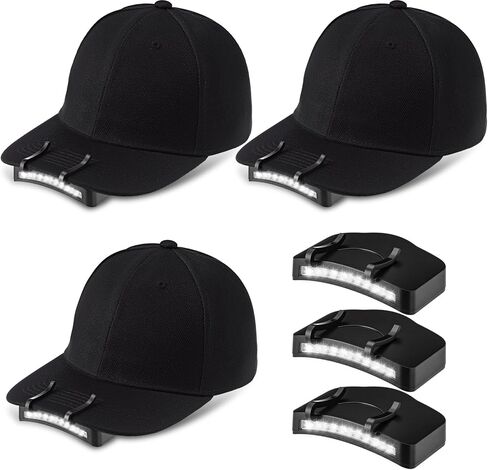 Mudder 3 PCS Baseball Cap with Lights Clip on 11 LED HAT HAT BATTERY BATERY LED BRIM LAMP Ultra Bright Flight (Black) in Kuwait