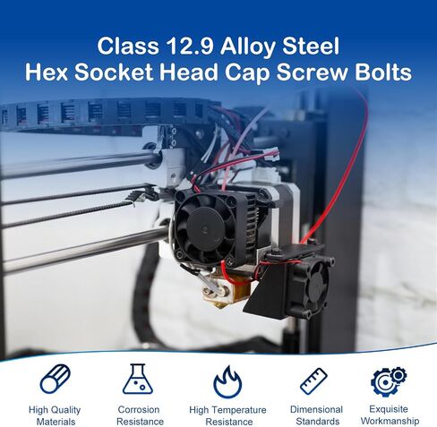 MroMax 270 Pcs M4 Screw Assortment, Metric Hex Socket Head Cap Bolts, M4x6mm/8mm/12mm/16mm/20mm/30mm Screws, Nuts and Washers, 12.9 Grade Alloy Steel, Blackening Treatment in Saudi Arabia