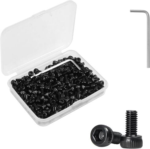 MroMax 270 Pcs M4 Screw Assortment, Metric Hex Socket Head Cap Bolts, M4x6mm/8mm/12mm/16mm/20mm/30mm Screws, Nuts and Washers, 12.9 Grade Alloy Steel, Blackening Treatment in Saudi Arabia