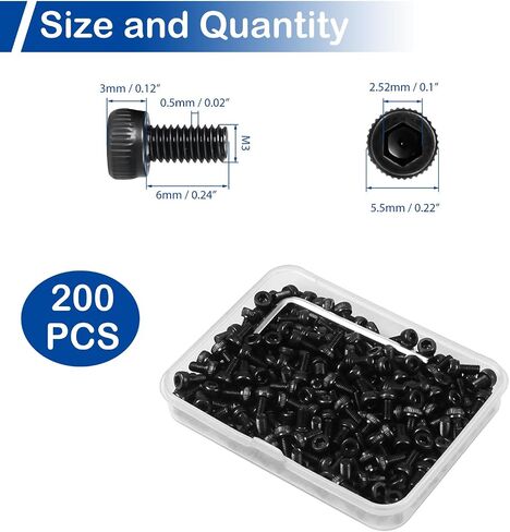 MroMax 270 Pcs M4 Screw Assortment, Metric Hex Socket Head Cap Bolts, M4x6mm/8mm/12mm/16mm/20mm/30mm Screws, Nuts and Washers, 12.9 Grade Alloy Steel, Blackening Treatment in Saudi Arabia