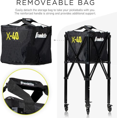 Franklin Sports Portable Pickleball Hopper + Carry Bag - (100) Ball Pickleball Caddy + Travel Basket with Wheels - Easy Storage + Transportation to Court - Easy Assembly + Durable Construction in Saudi Arabia