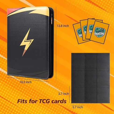 رابط بطاقة التداول ، الأكمام 9 جيب رنين مع 360 فتحات التحميل الجانبي ، متوافقة مع مجموعة عرض تخزين MTG TCG (أصفر) in Kuwait