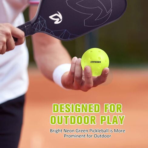 FITPROWIN Outdoor Pickleball Balls 40 Holes Pickleballs High Bound & Thanbability Pickle Ball 4/12/36 Pack Great Visibility Neon Green Pickleballs for Beginners Professionals in Saudi Arabia