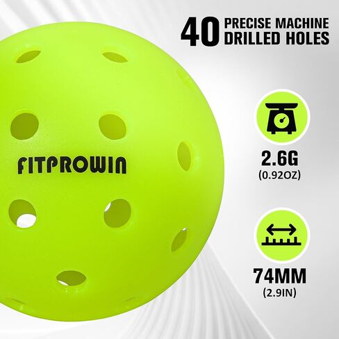 FITPROWIN Outdoor Pickleball Balls 40 Holes Pickleballs High Bound & Thanbability Pickle Ball 4/12/36 Pack Great Visibility Neon Green Pickleballs for Beginners Professionals in Saudi Arabia