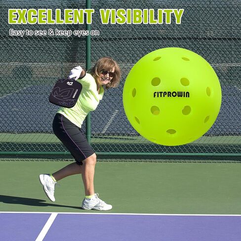 FITPROWIN Outdoor Pickleball Balls 40 Holes Pickleballs High Bound & Thanbability Pickle Ball 4/12/36 Pack Great Visibility Neon Green Pickleballs for Beginners Professionals in Saudi Arabia