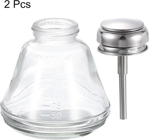 HARFINGTON 2 Pcs 6.1Oz / 180ML Glass Pumping Dispenser Bottle Square Liquid Pumping Press Push Down Alcohol Container with Metal Flip Cover for Makeup Remover Dispensing Alcohol in Saudi Arabia