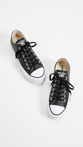 Converse Women's Chuck All Star Lift Clean Ox Sneakers, White/Black, 10 Medium US in Saudi Arabia