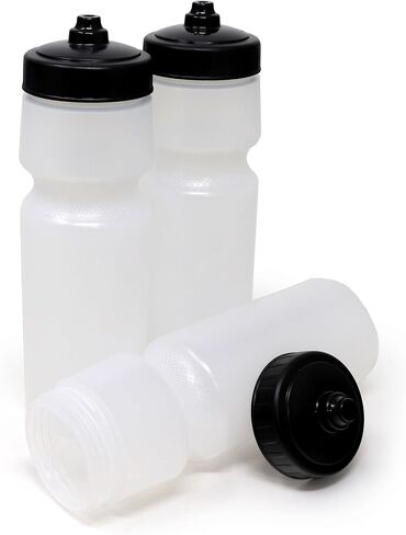 Rolling Sands USA Made 24 oz Sports Squeeze Water Bottles, 3 Pack, BPA-Free, Easy Drink One Way Flow Valve, Fits Most Bike Cages, Dishwasher Safe, Durable, Reusable and Lightweight, Clear Frost in Kuwait