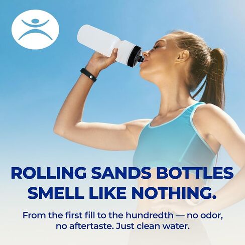 Rolling Sands USA Made 24 oz Sports Squeeze Water Bottles, 3 Pack, BPA-Free, Easy Drink One Way Flow Valve, Fits Most Bike Cages, Dishwasher Safe, Durable, Reusable and Lightweight, Clear Frost in Kuwait