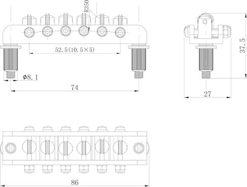 Guyker Guitar Roller Bridge String Spacing 10.5mm, Mosrite Style Bridge with Studs for 6 String Les Paul LP Electric Guitar (GM018, Chrome) in Saudi Arabia