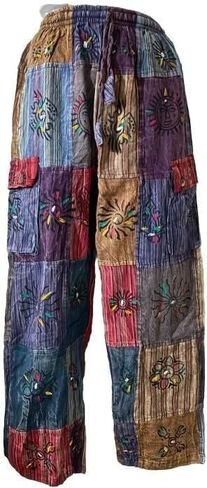 Generic Karma Handicrafts Patchwork Hippy Cotton Festival Trouser Boho Yoga Pant Wide Leg Combat Nepal S87 in Saudi Arabia