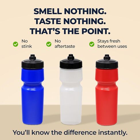 Rolling Sands USA Made 24 oz Sports Squeeze Water Bottles, 3 Pack, BPA-Free, Easy Drink One Way Flow Valve, Fits Most Bike Cages, Dishwasher Safe, Durable, Reusable and Lightweight, Clear Frost in Kuwait