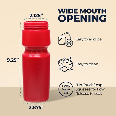 Rolling Sands USA Made 24 oz Sports Squeeze Water Bottles, 3 Pack, BPA-Free, Easy Drink One Way Flow Valve, Fits Most Bike Cages, Dishwasher Safe, Durable, Reusable and Lightweight, Clear Frost in Kuwait