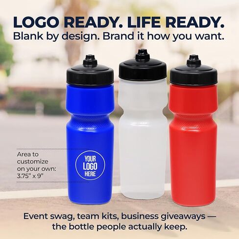 Rolling Sands USA Made 24 oz Sports Squeeze Water Bottles, 3 Pack, BPA-Free, Easy Drink One Way Flow Valve, Fits Most Bike Cages, Dishwasher Safe, Durable, Reusable and Lightweight, Clear Frost in Kuwait